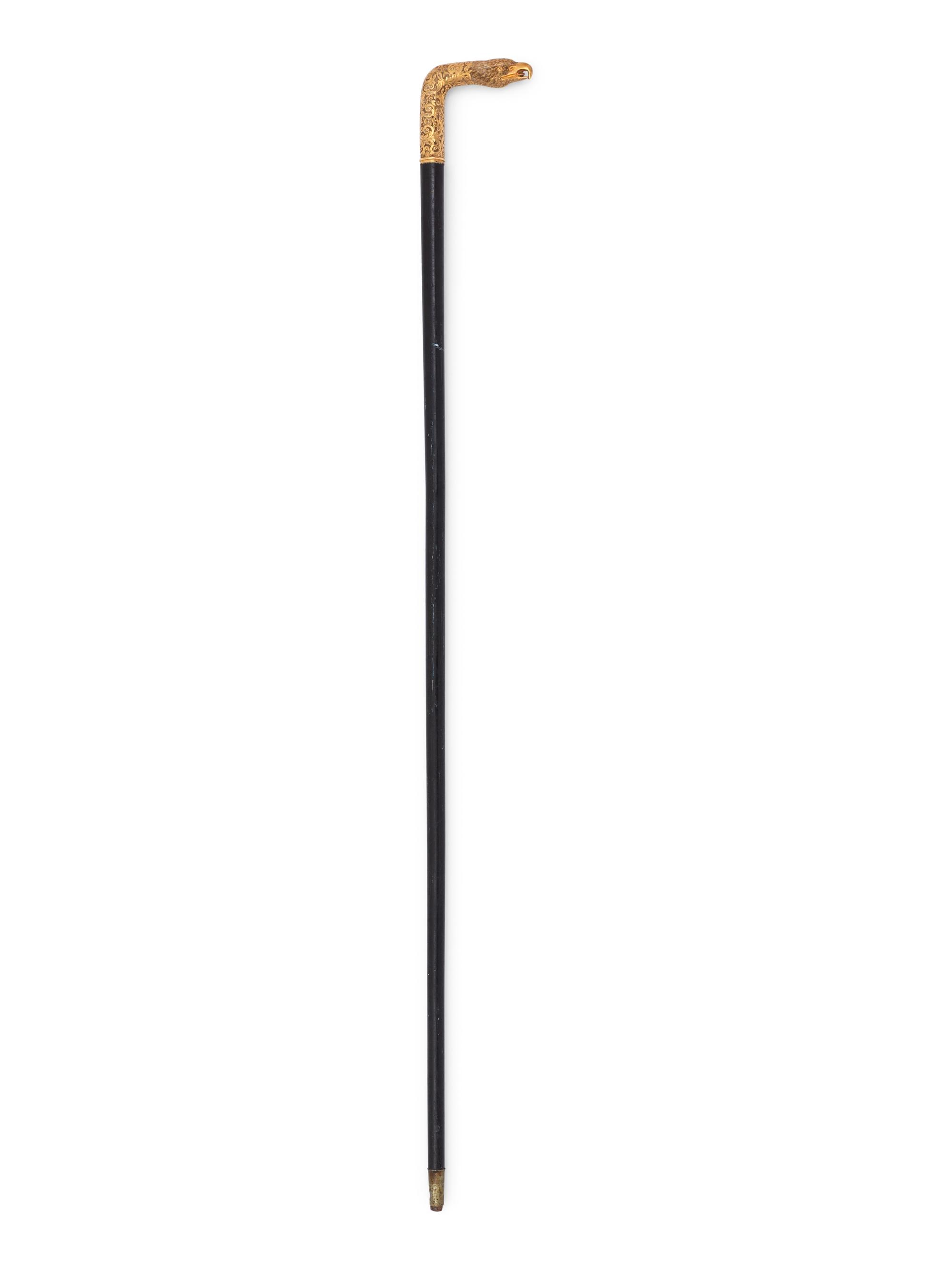 An English Eagle-Form Gilt-Metal and Wood Walking Stick