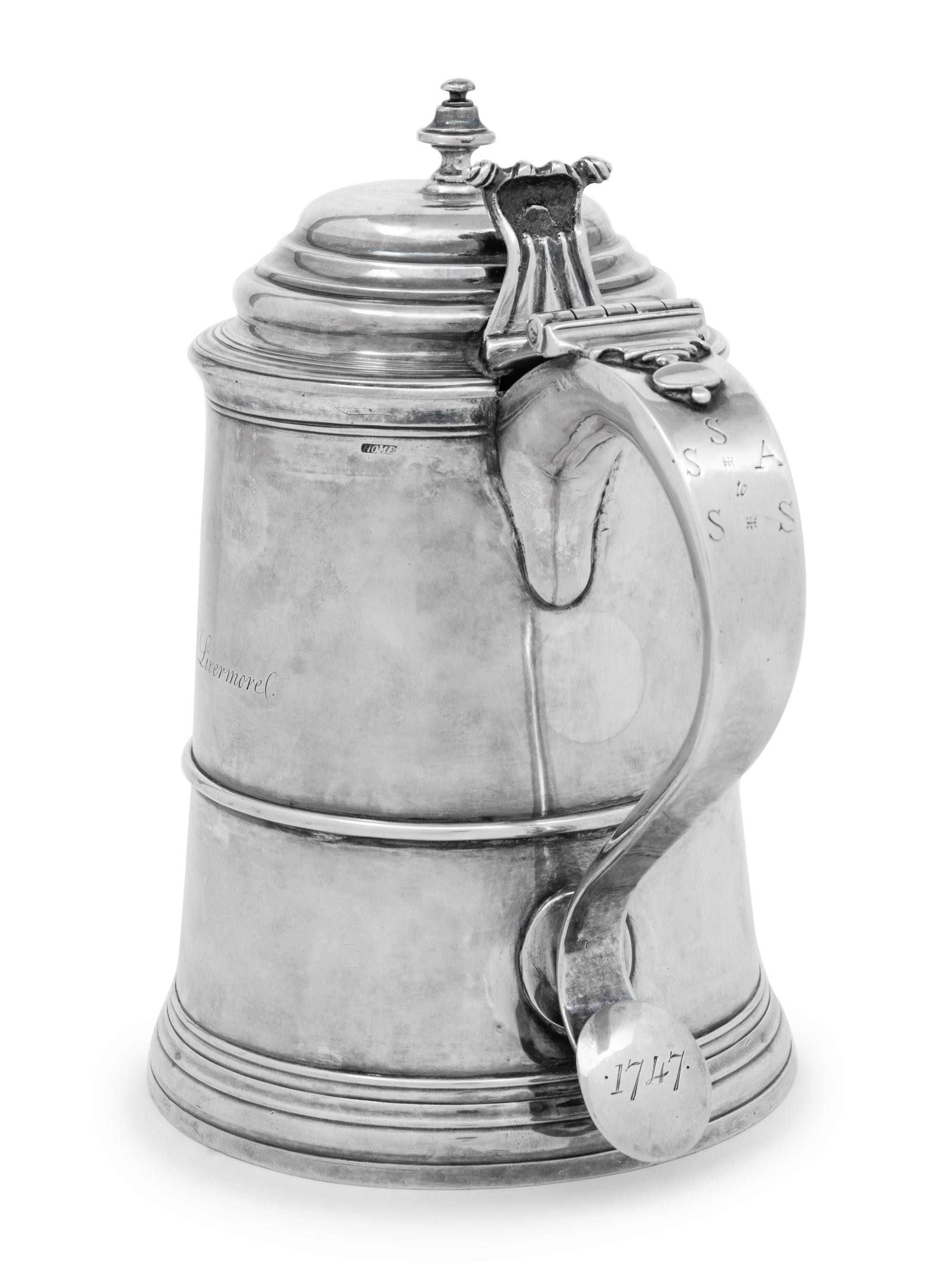 An Early American Silver Covered Tankard