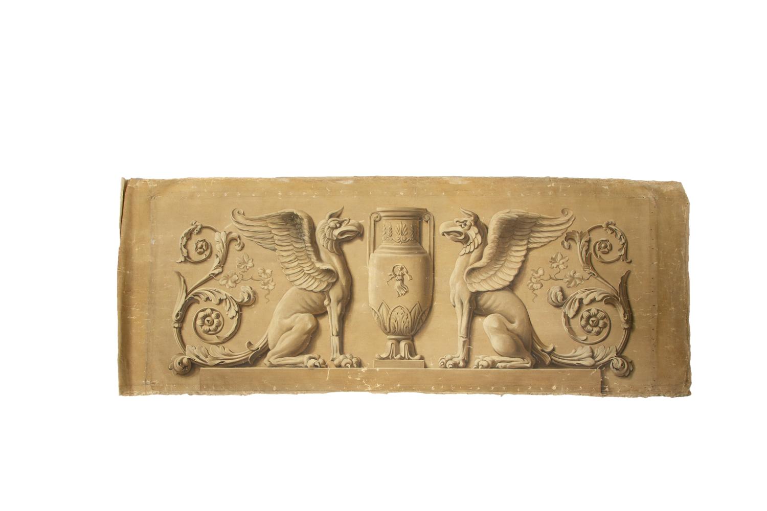 Three Neoclassical Painted Canvas Panels
