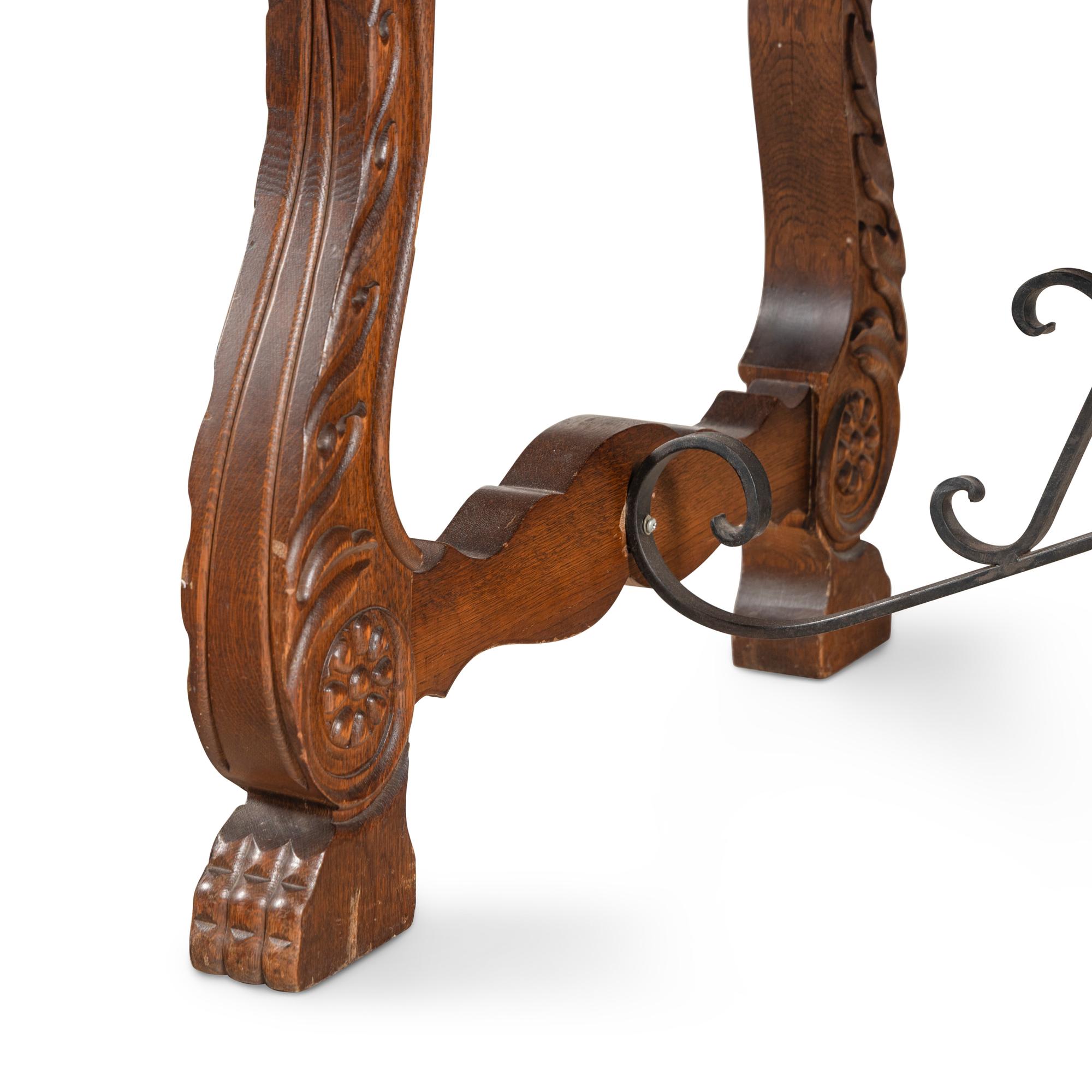 A Spanish Baroque Style Oak Trestle Table