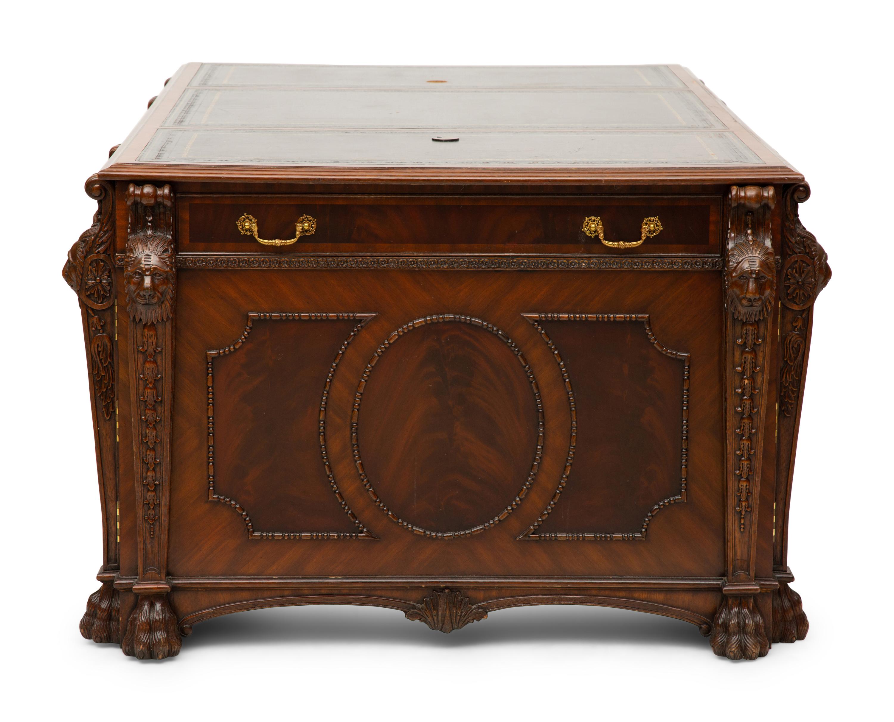 A George III Style Flame Mahogany Partners Desk