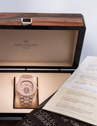 PATEK PHILIPPE, 18K ROSE GOLD AND DIAMOND REF. 5980-1 'NAUTILUS' WRISTWATCH