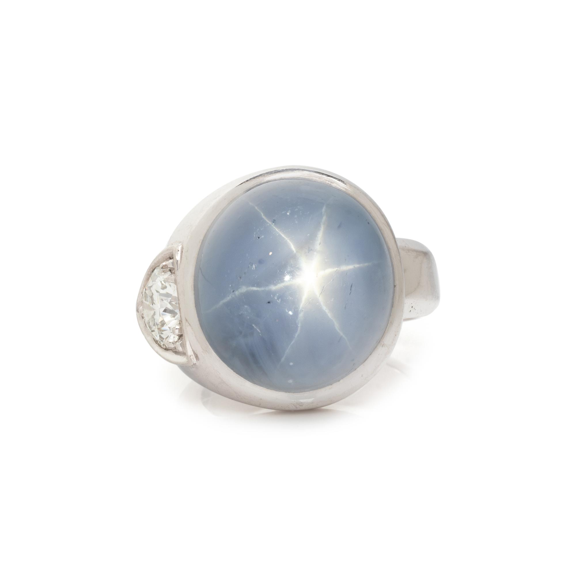 STAR SAPPHIRE AND DIAMOND RING