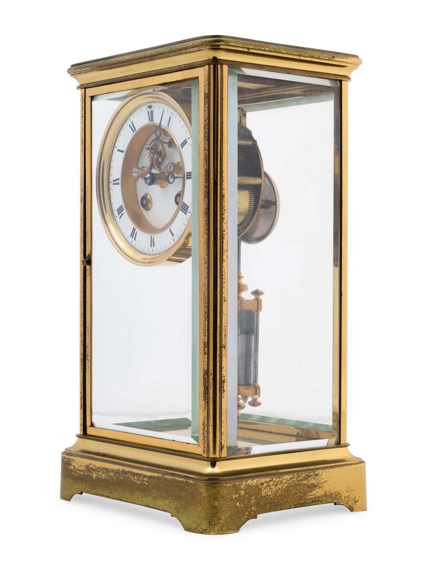 A Continental Gilt Brass Mantel Clock