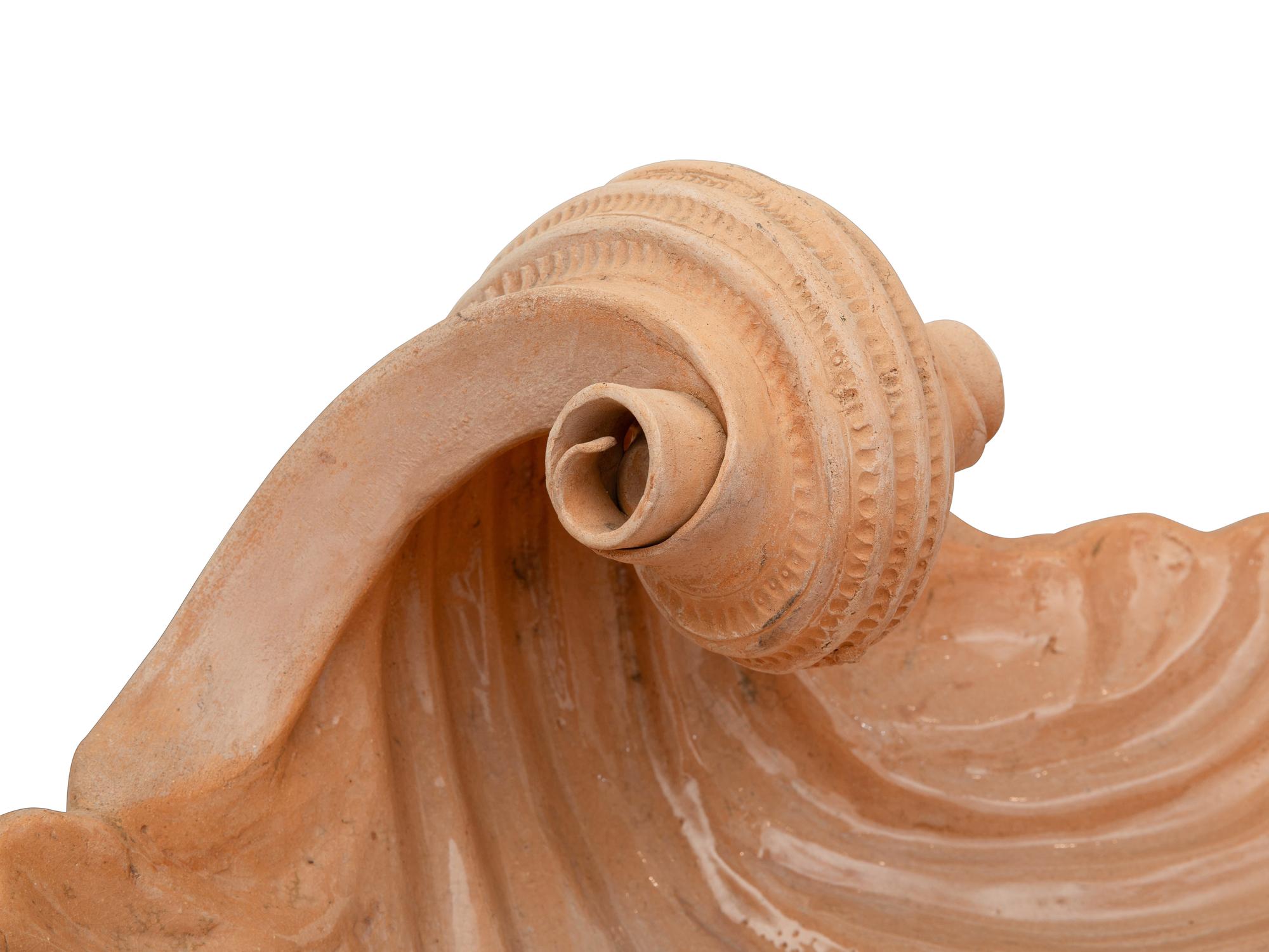 An Large Italian Glazed Terracotta Shell-Form Center Bowl