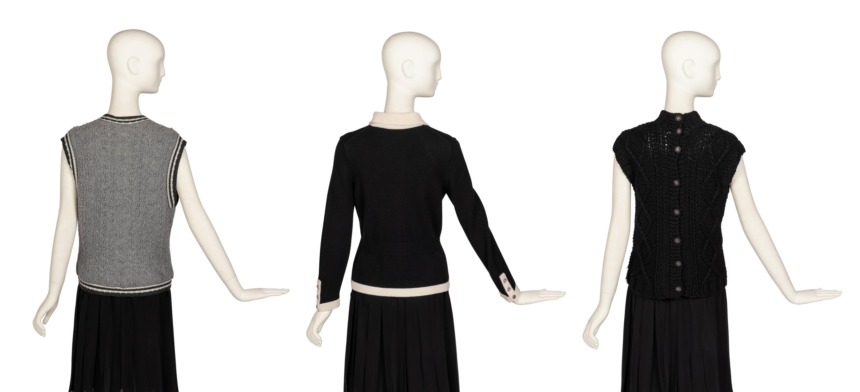 Three Chanel Cashmere Knits: Two Vests, One Cardigan, 2000-10s
