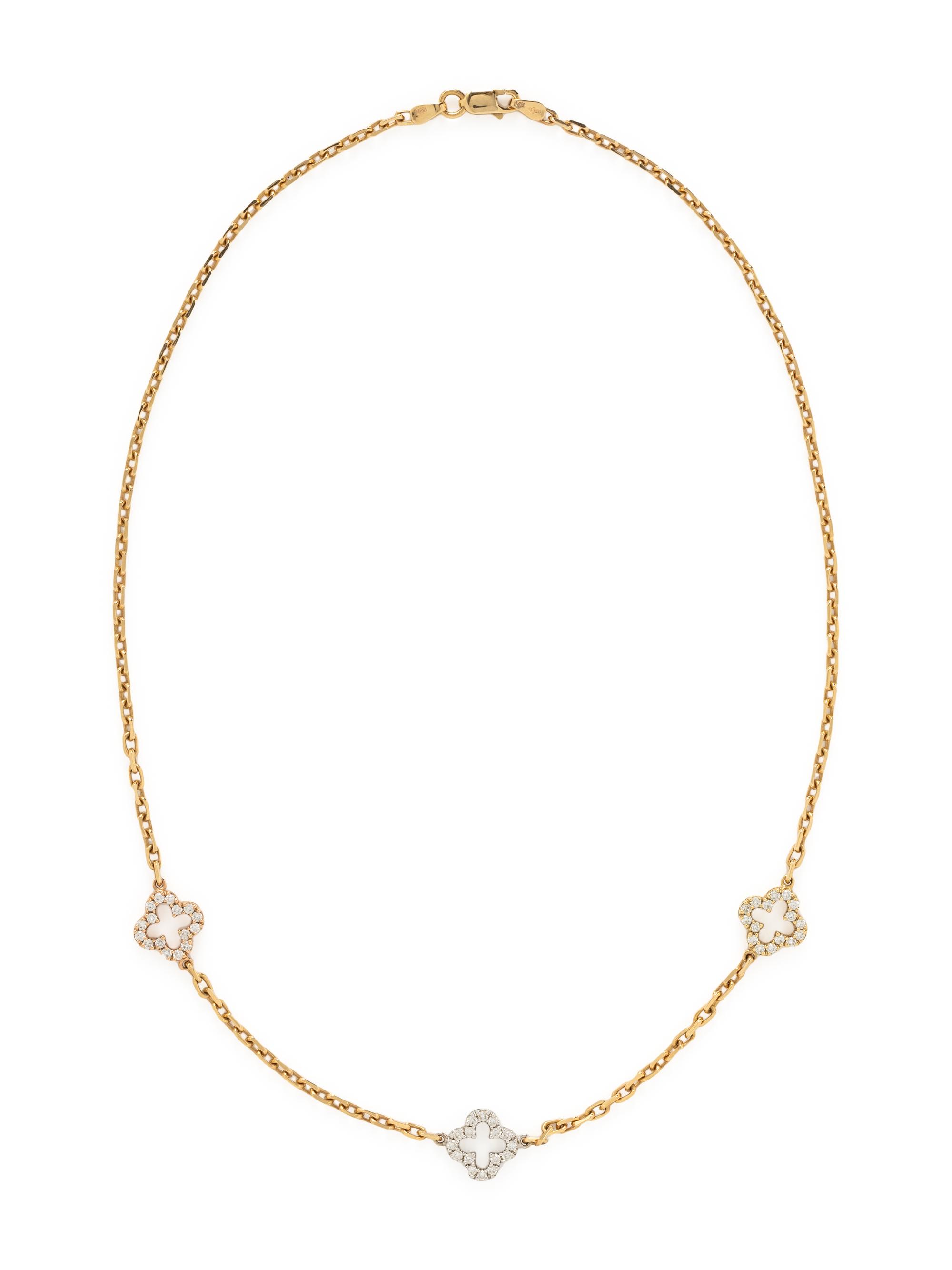 TRICOLOR GOLD AND DIAMOND NECKLACE