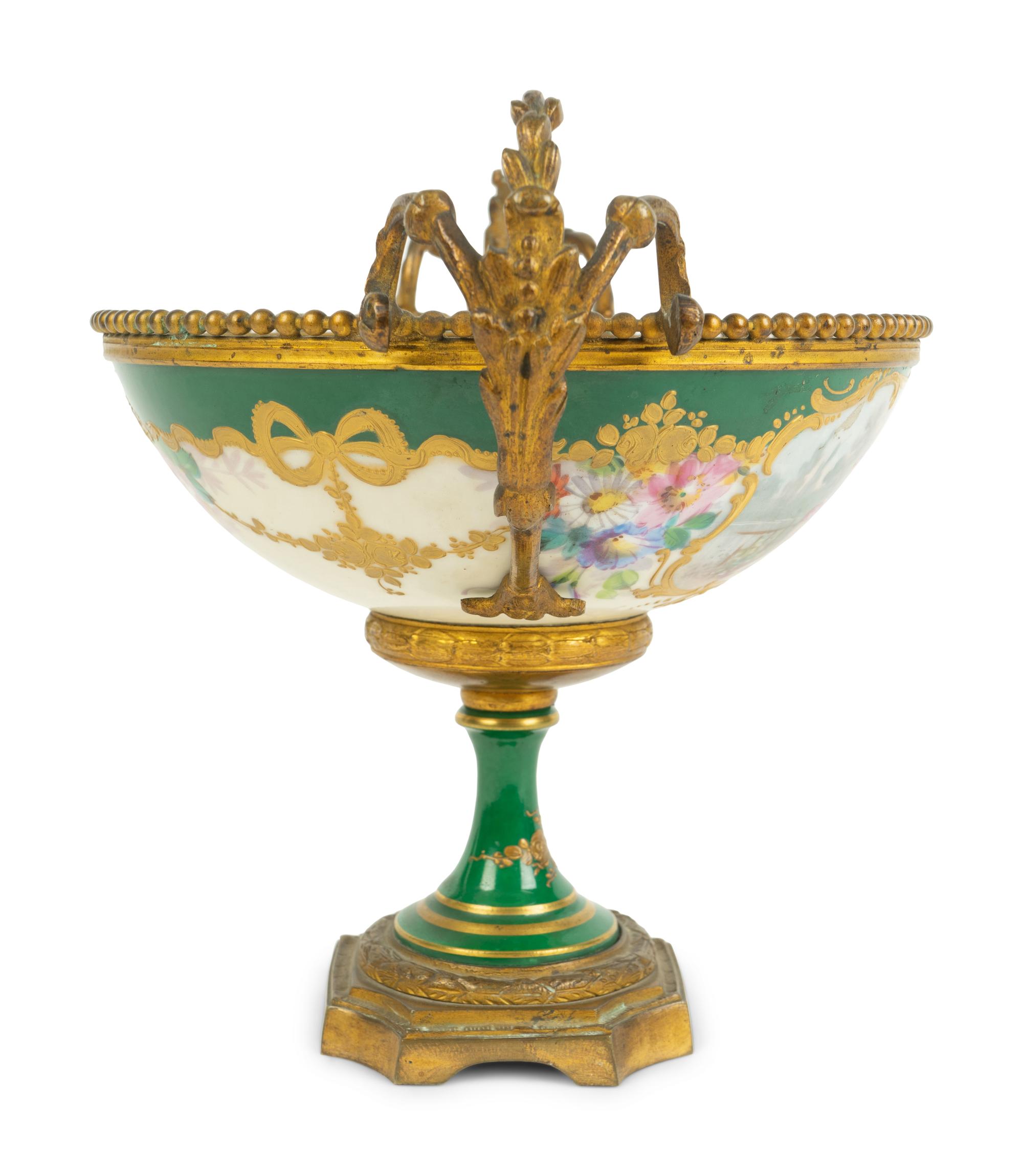 A Sèvres Style Gilt Bronze Mounted Porcelain Footed Bowl — 19TH CENTURY