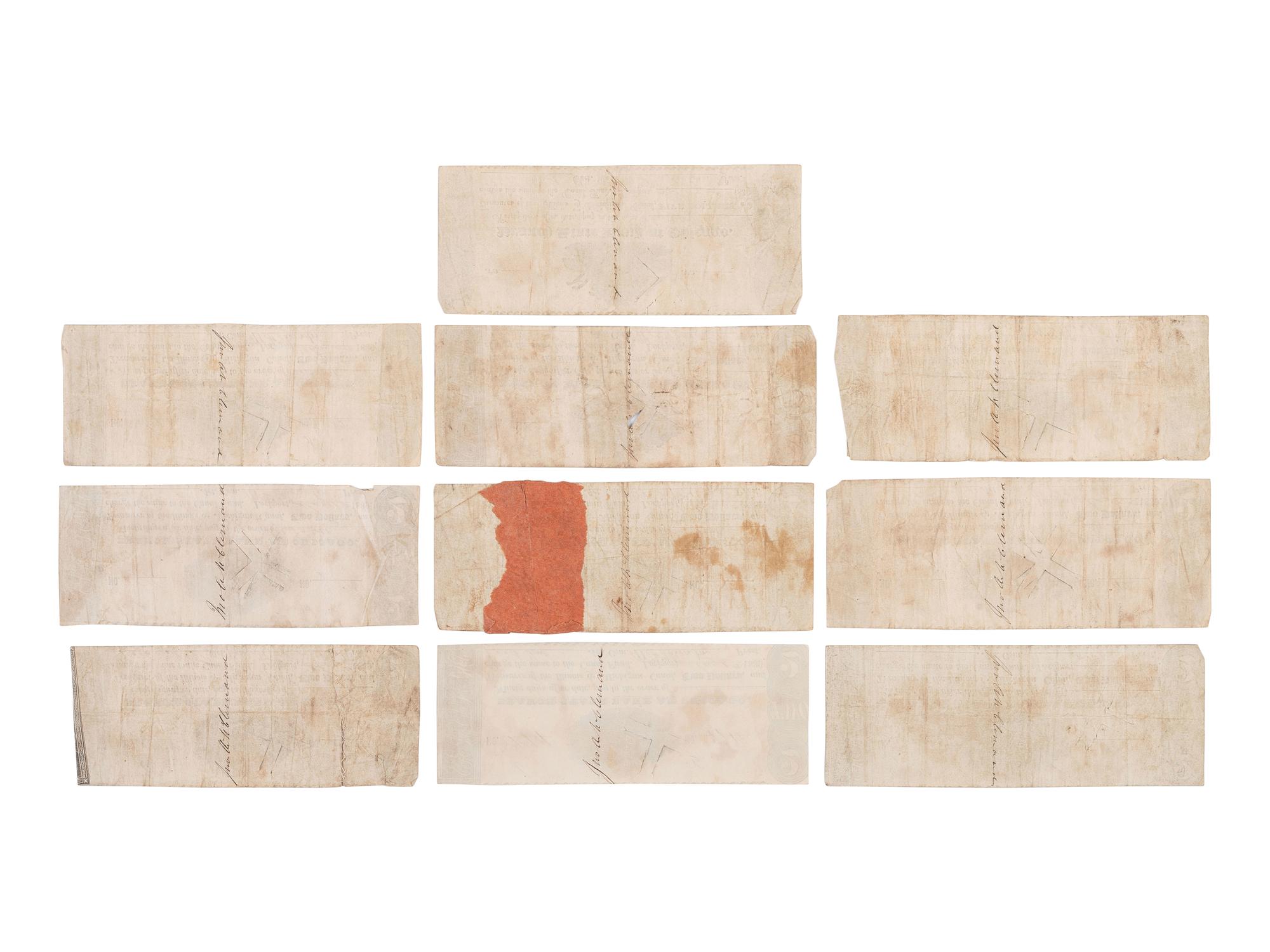 [CURRENCY]. More than 100 notes from the Owl Creek Bank of Mount Vernon, Ohio. Ca 1816-1818.