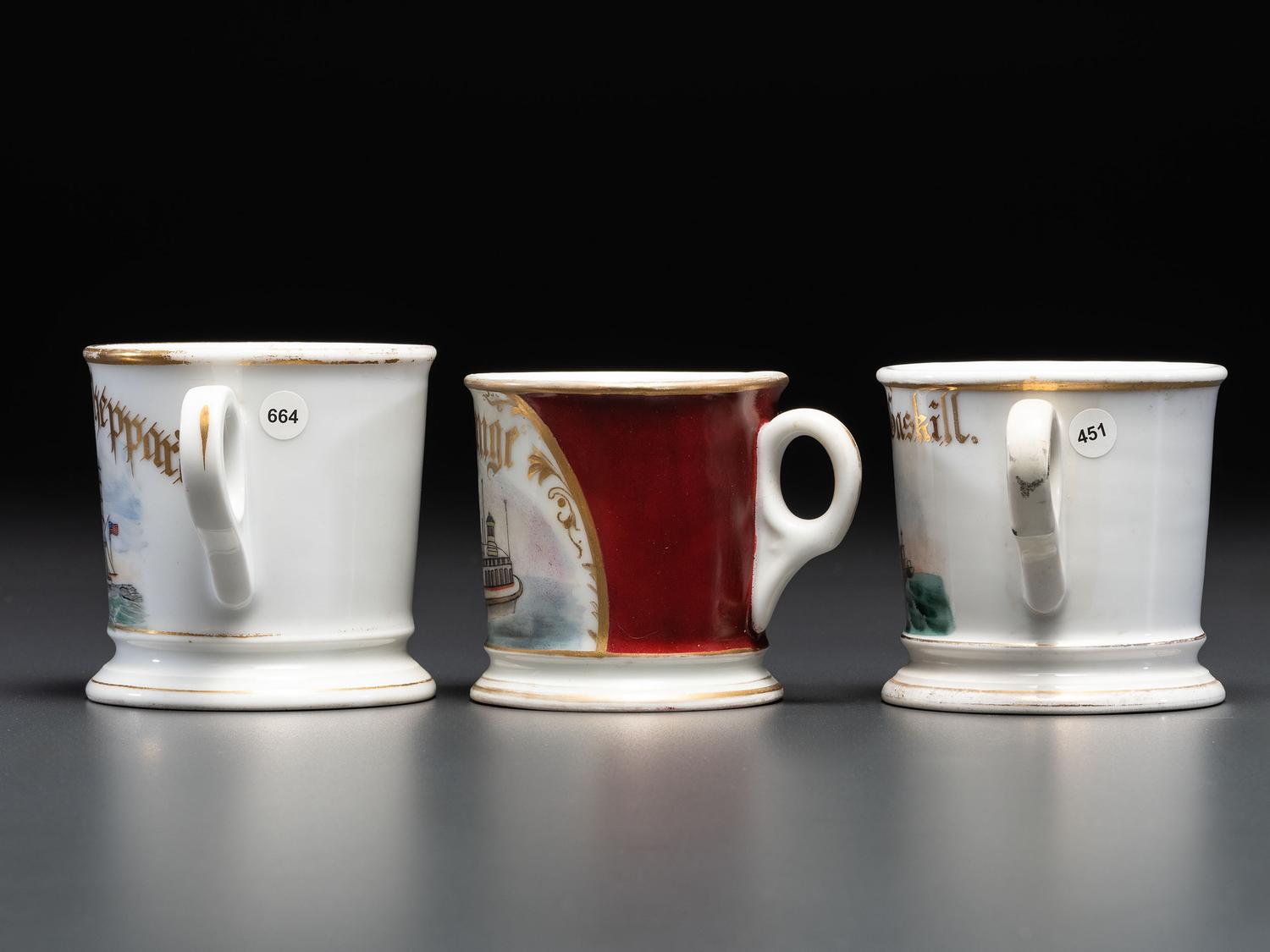 Three Boat Captain's Porcelain Occupational Shaving Mugs