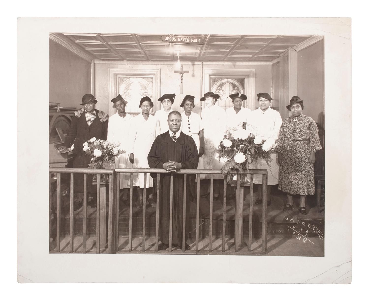 [EARLY PHOTOGRAPHY]. Church Group, 1938 . New York, NY: G.G.G. Photo Studio, operated by noted Harlem photographer James VANDERZEE (1886-1983).