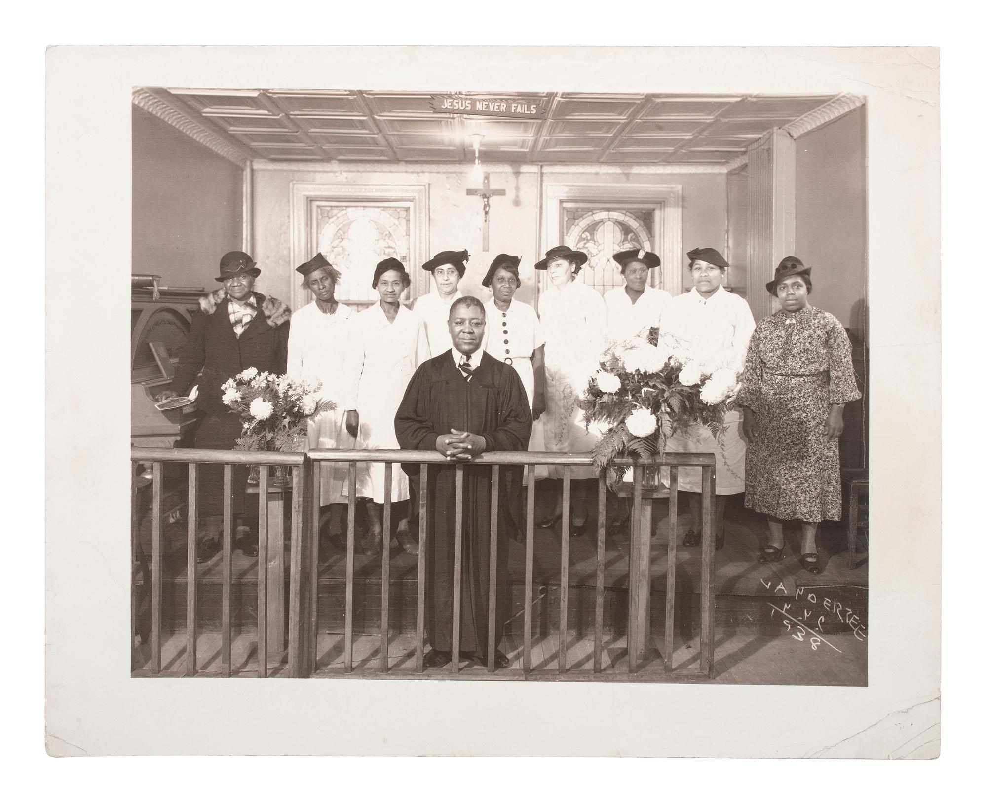 [EARLY PHOTOGRAPHY]. Church Group, 1938 . New York, NY: G.G.G. Photo Studio, operated by noted Harlem photographer James VANDERZEE (1886-1983).