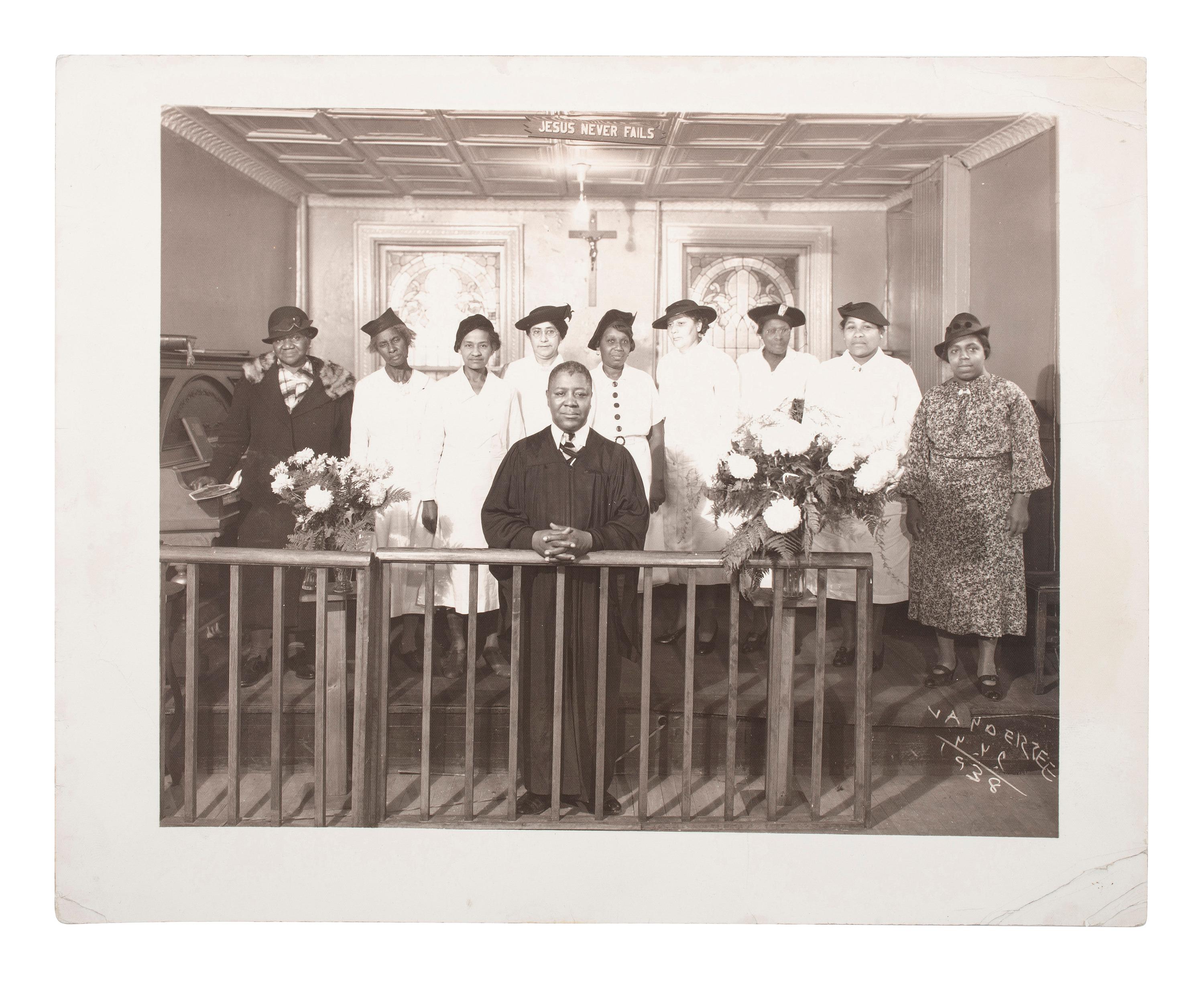 [EARLY PHOTOGRAPHY]. Church Group, 1938 . New York, NY: G.G.G. Photo Studio, operated by noted Harlem photographer James VANDERZEE (1886-1983).