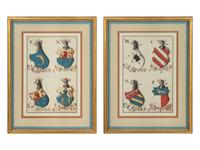 A Set of Italian Watercolor and Gouache Drawings of Coats of Arms
