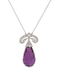 Tiffany & Co., Art Deco, Amethyst and Diamond Lavalier Necklace