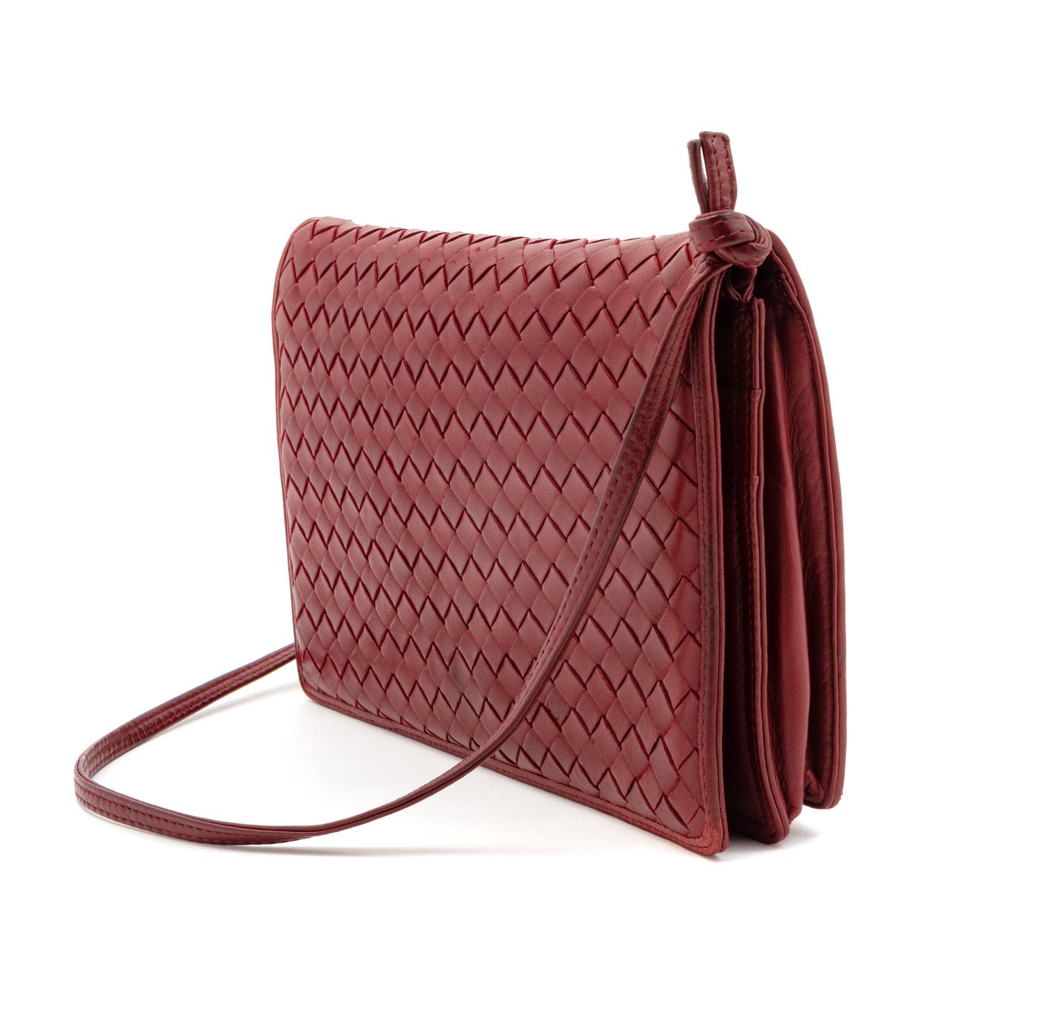 A Bottega Veneta Burgundy Intrecciato Handbag, 1980-2000s