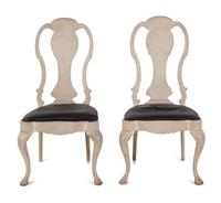A Pair of Queen Anne Style White-Painted Side Chairs