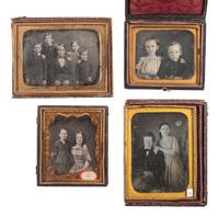 [EARLY PHOTOGRAPHY]. A group of 17 daguerreotype portraits of siblings, including: