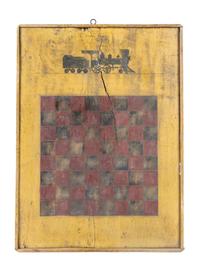 An American Painted Game Board Height 22 3/4 x width 19 7/8 inches.