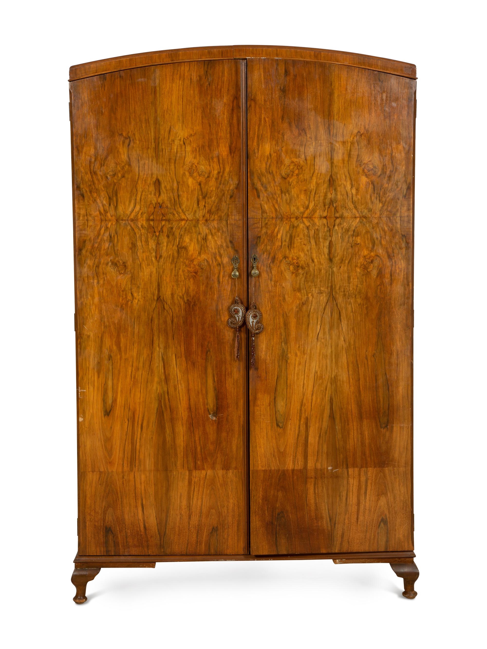 An Art Deco Burlwood Wardrobe