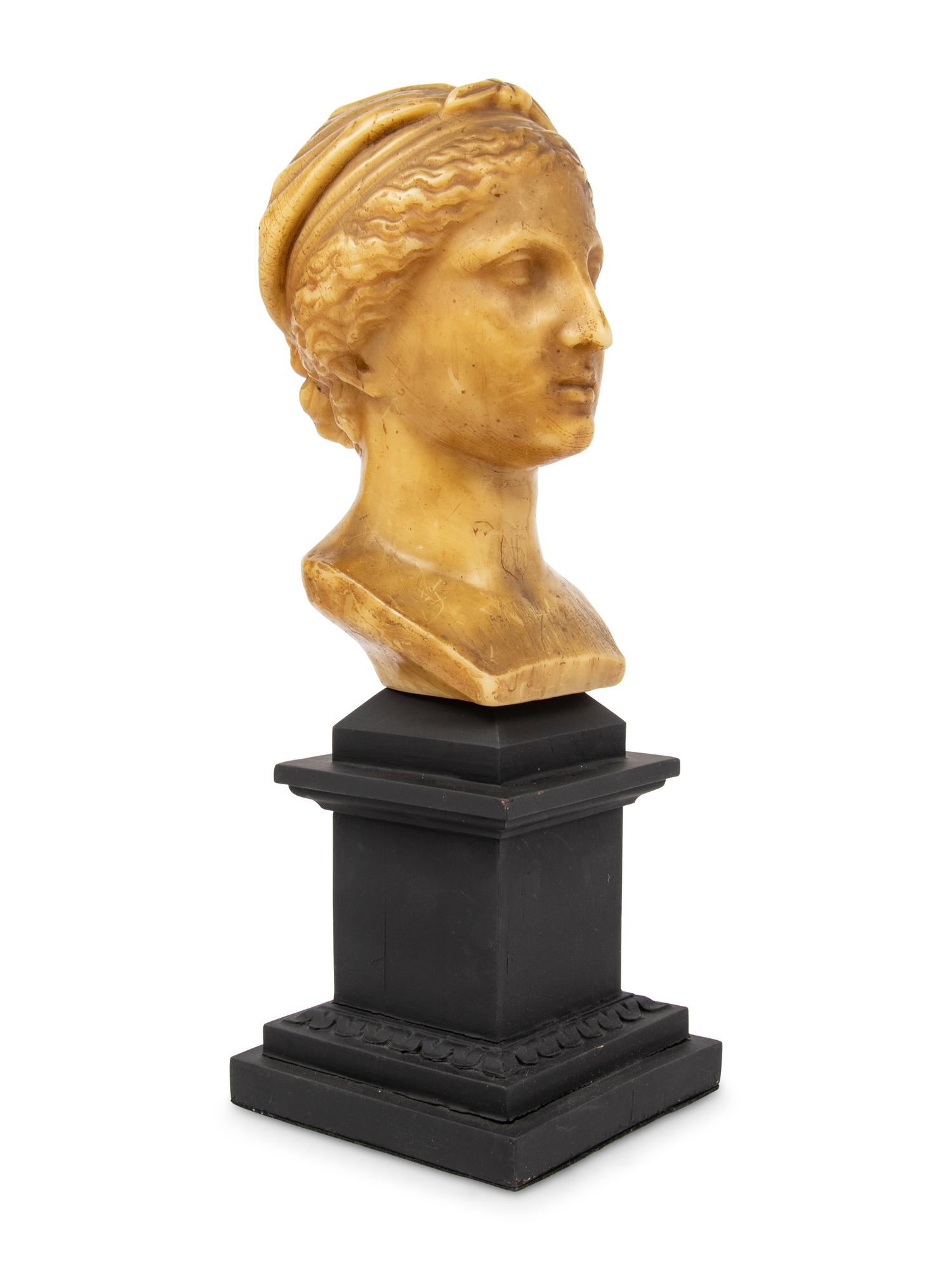 A Large Neoclassical Wax Bust of a Woman