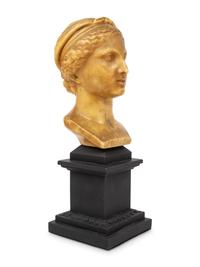 A Large Neoclassical Wax Bust of a Woman
