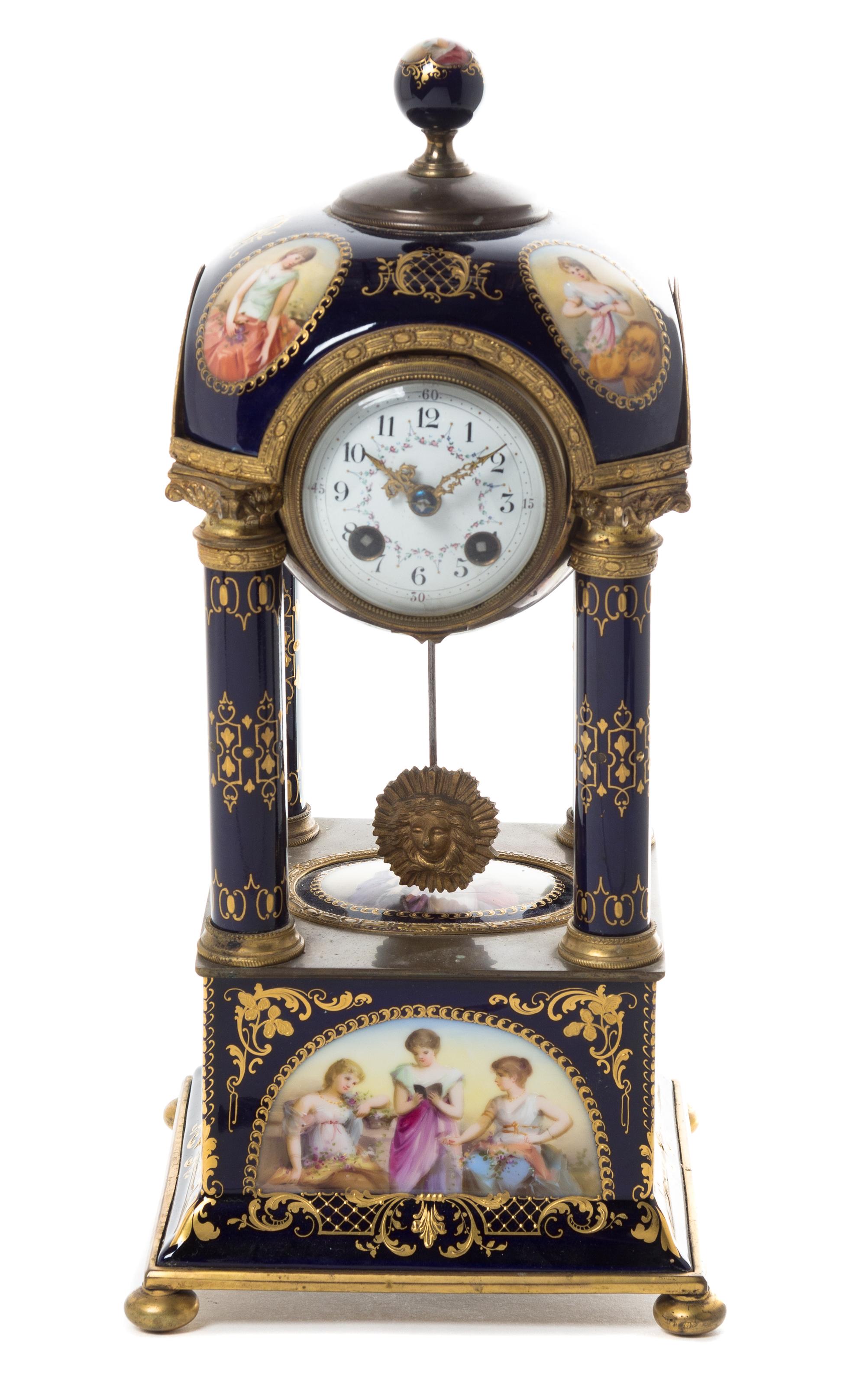 A Royal Vienna Porcelain Mantel Clock Height 13 1/4 inches. — 19TH/20TH CENTURY