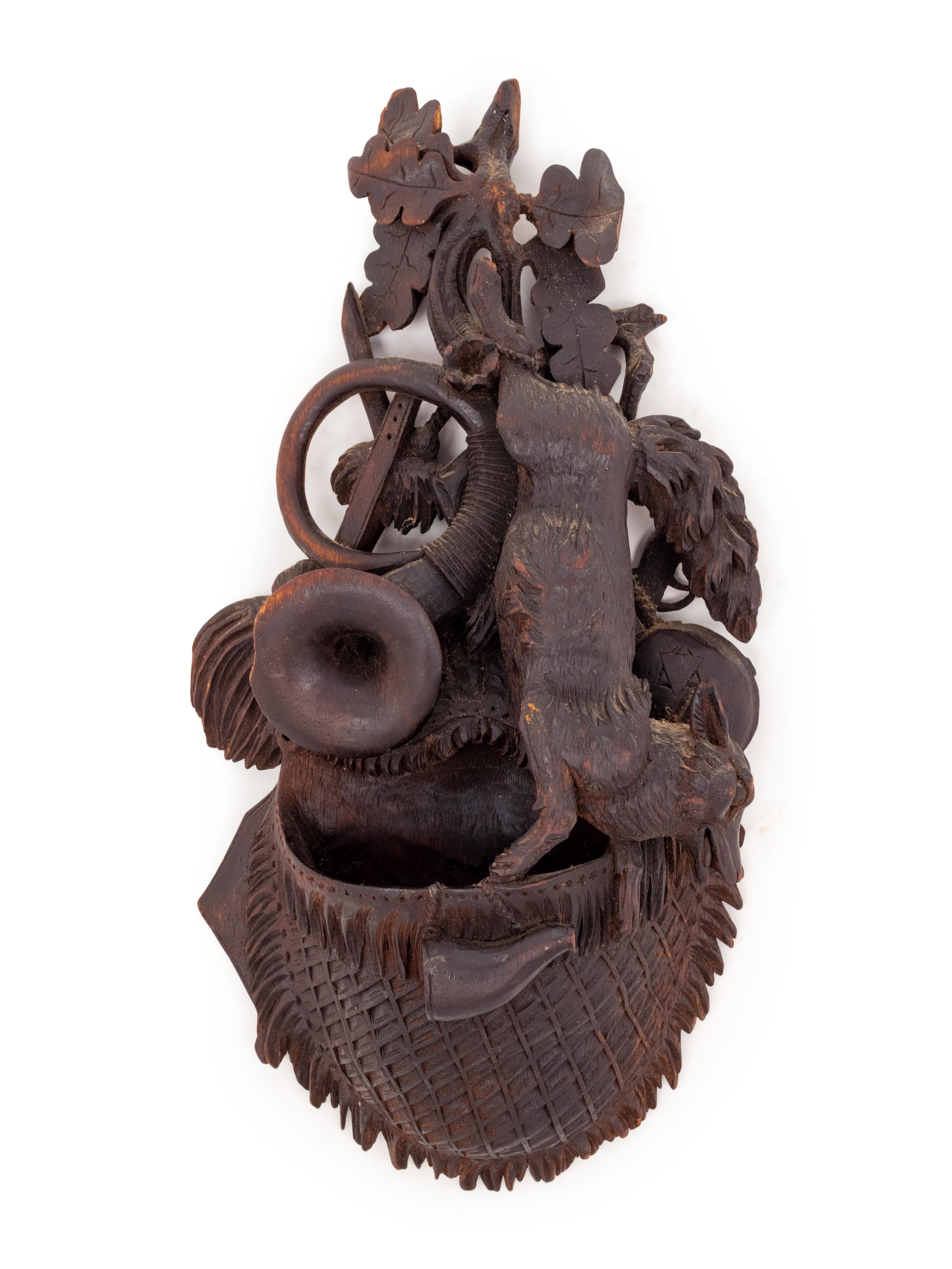 A Black Forest Carved Wall Pocket