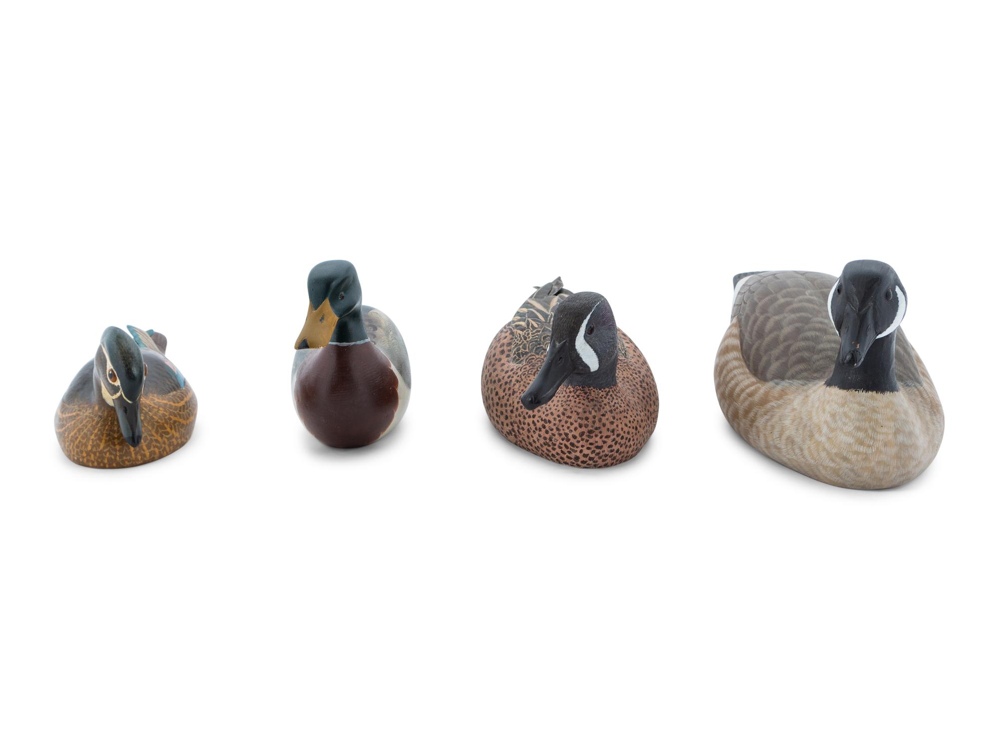 A Group of Carved and Polychromed Painted Artist Duck Decoys