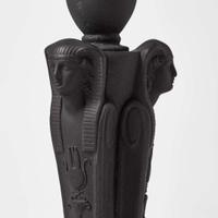 A Wedgwood Black Basalt Egyptian Revival Sphinx Monopodia Candleholder UK, early 19th century