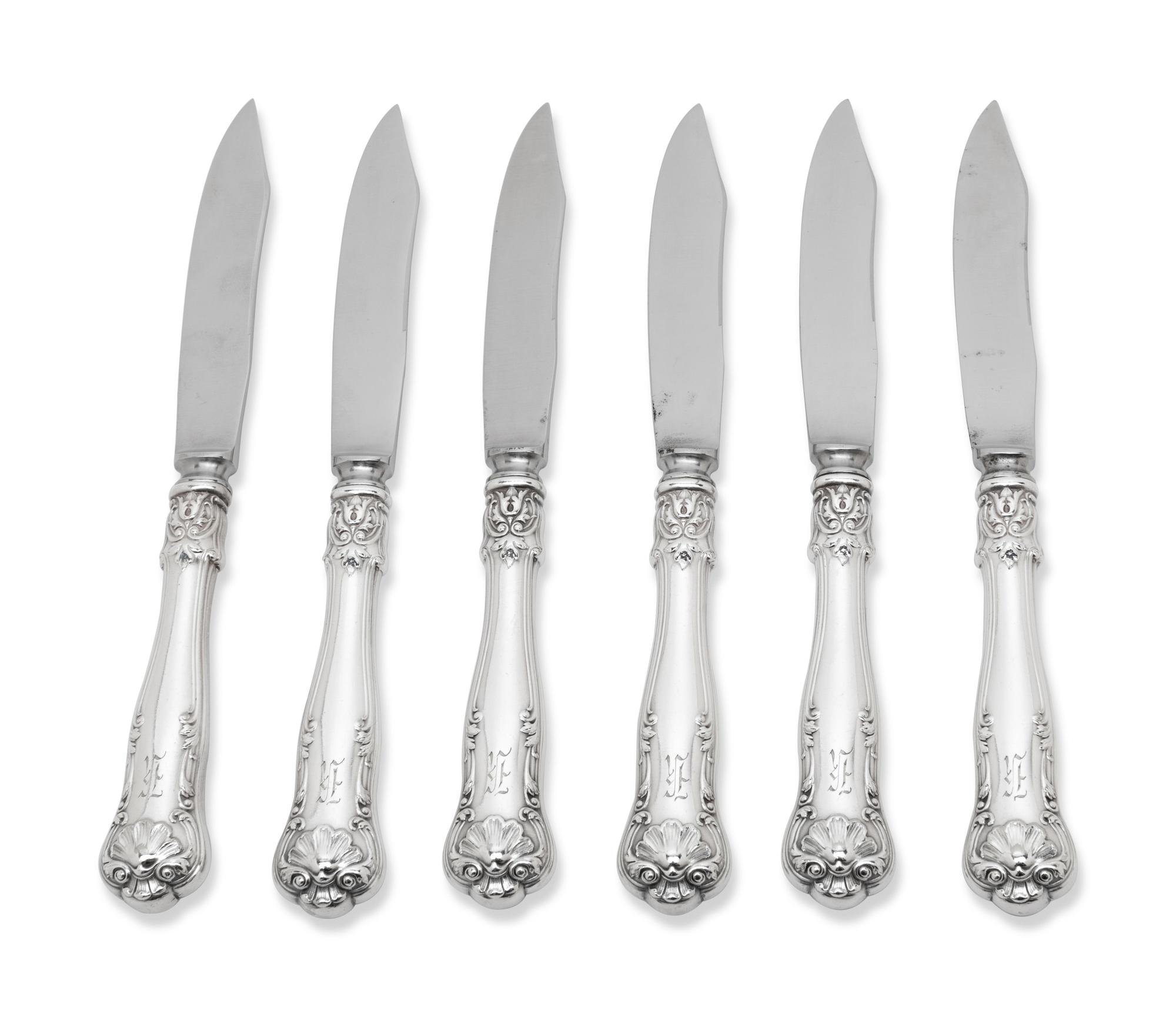 A Set of Six Gorham Silver Dessert Knives