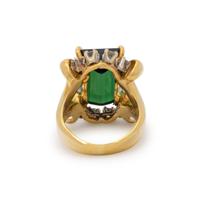 GREEN TOURMALINE AND DIAMOND RING