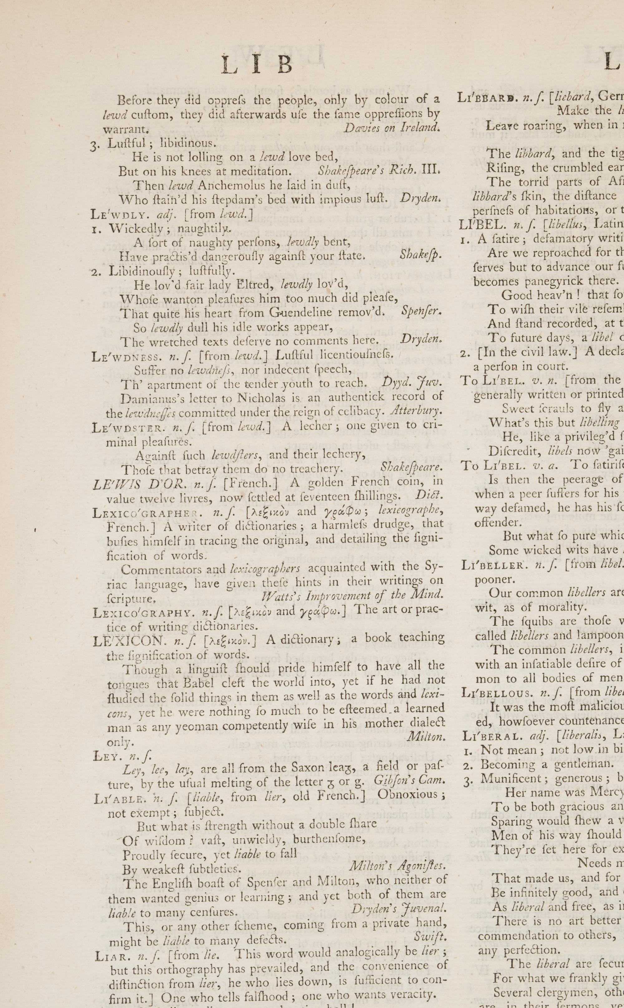 Johnson, Samuel (1709-1784). A Dictionary of the English Language in which the words are deduced from their originals, and illustrated in their different significations by examples from the best writers . London: W. Strahan for J. and P. Knapton; T. and T. Longman; C. Hitch and L. Hawes; A. Millar; and R. and J. Dodsley, 1755.