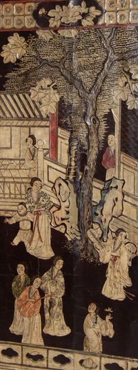 A Chinese Export "Coromandel" Lacquer Seven-Panel Screen