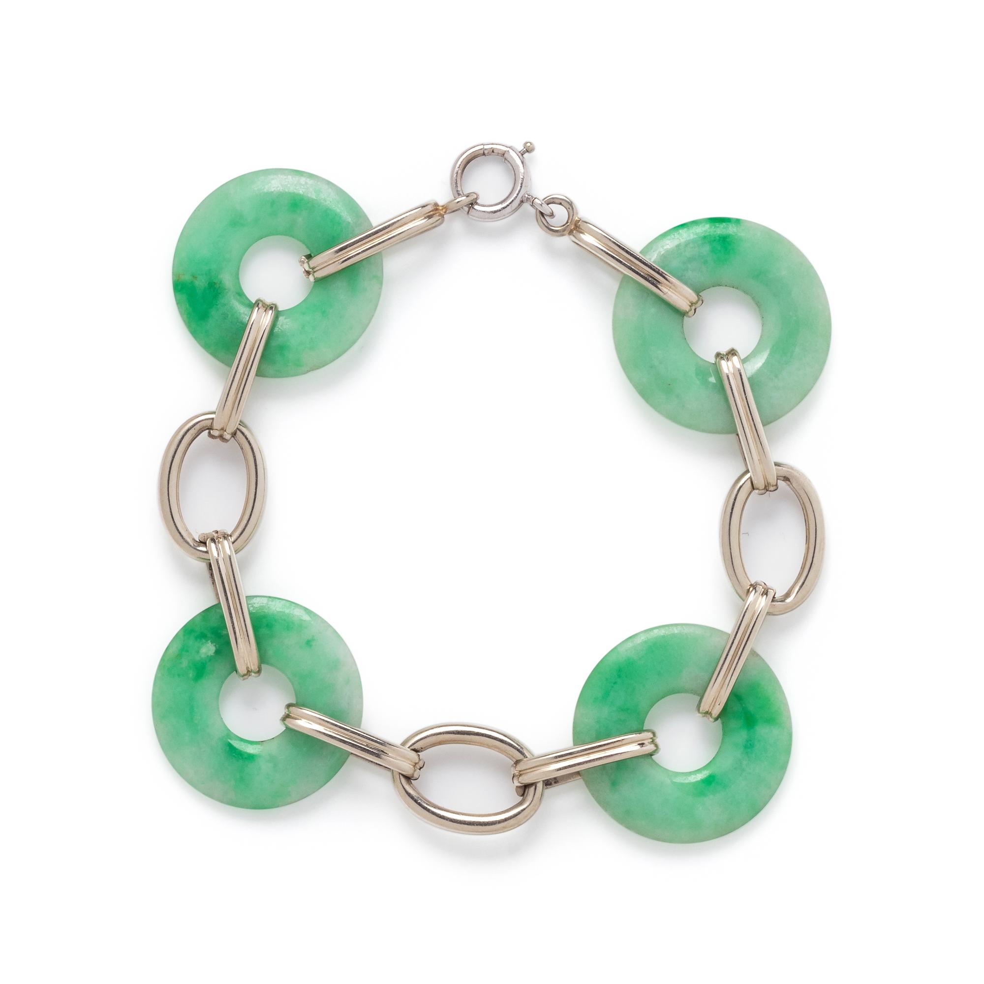 WHITE GOLD AND JADE BRACELET