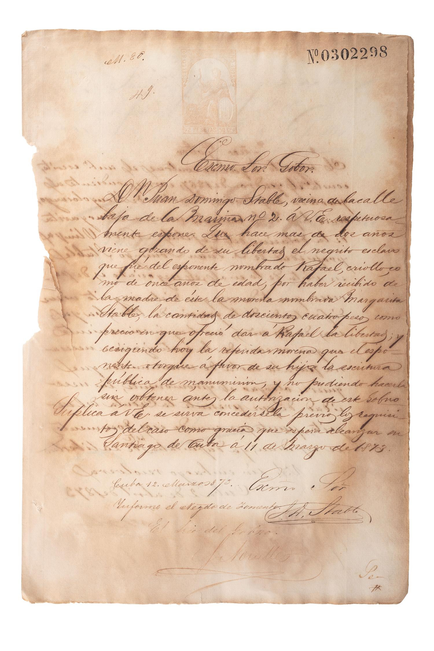 [SLAVERY & ABOLITION - CUBA]. A group of 11 manumission and sale documents for enslaved persons in Cuba.