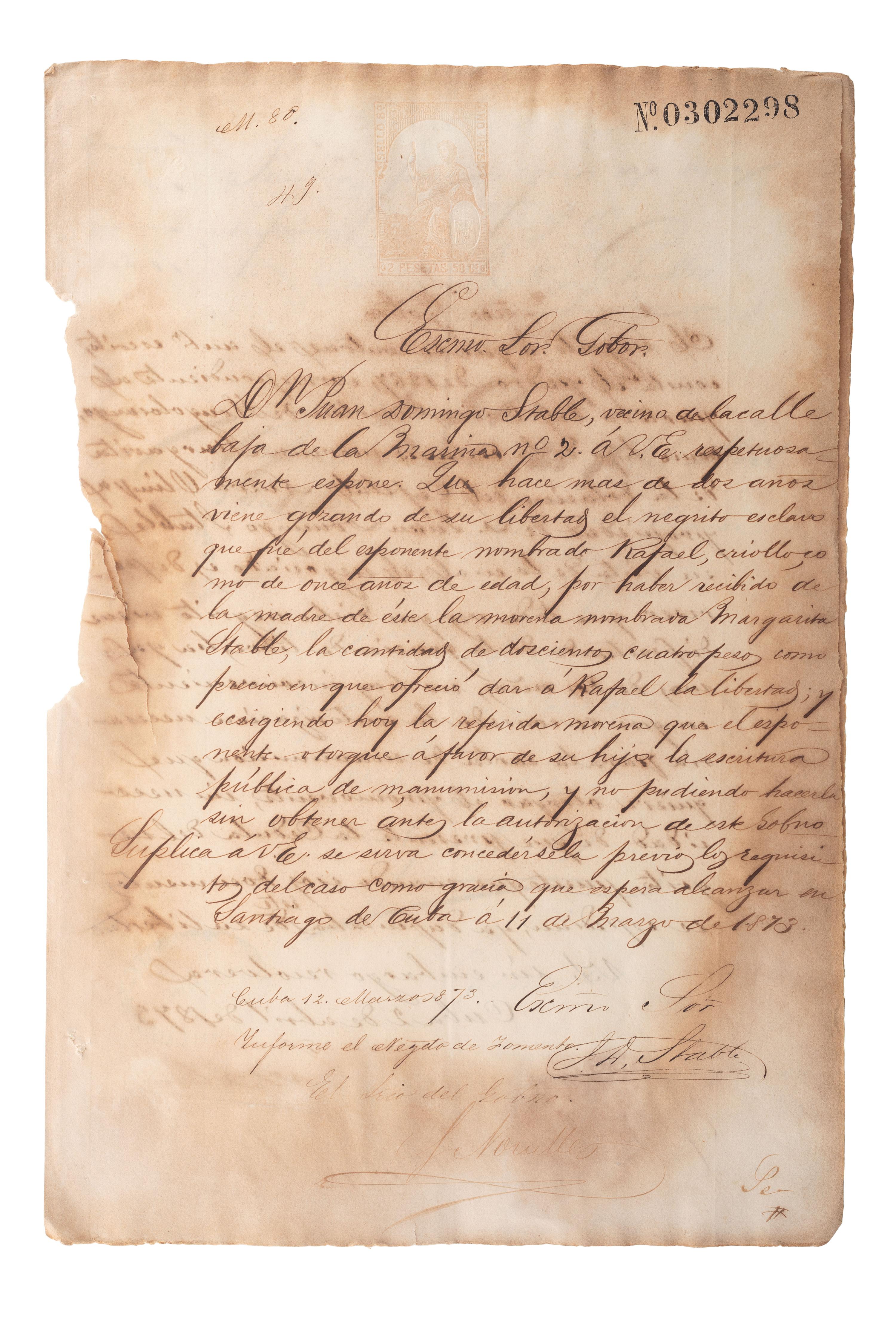 [SLAVERY & ABOLITION - CUBA]. A group of 11 manumission and sale documents for enslaved persons in Cuba.
