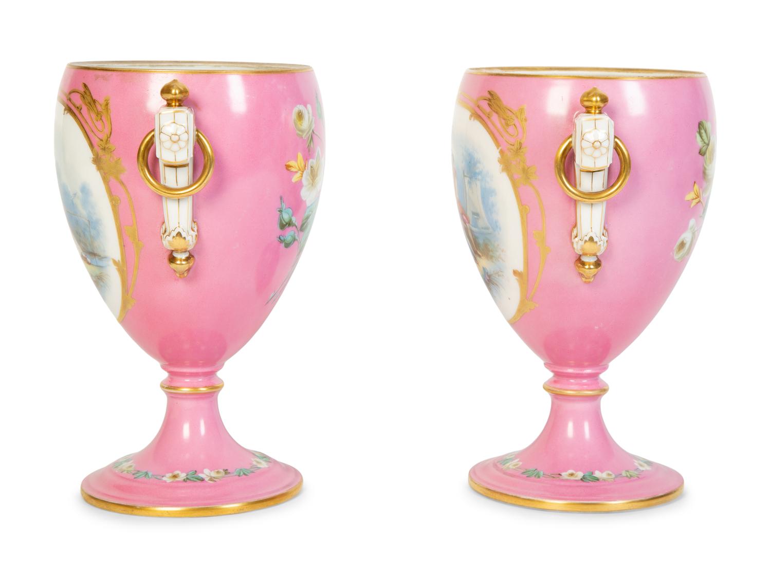 A Pair of Sèvres Style Porcelain Urns