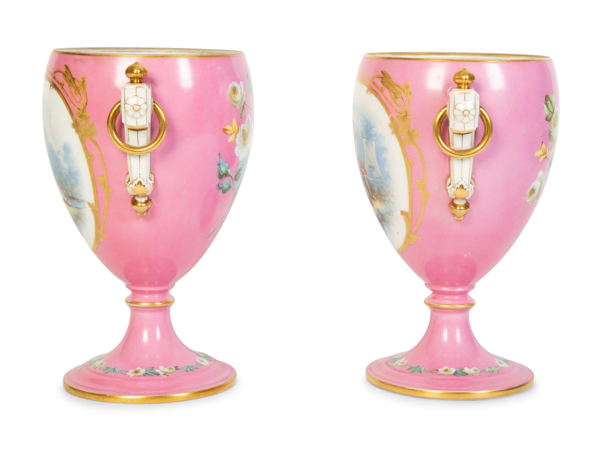 A Pair of Sèvres Style Porcelain Urns