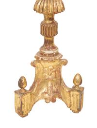 A Pair of Italian Giltwood Pricket Sticks Mounted as Lamps