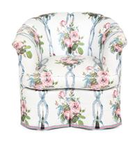 A Custom Barrel-Back Armchair with Chintz Upholstery by Jonas New York