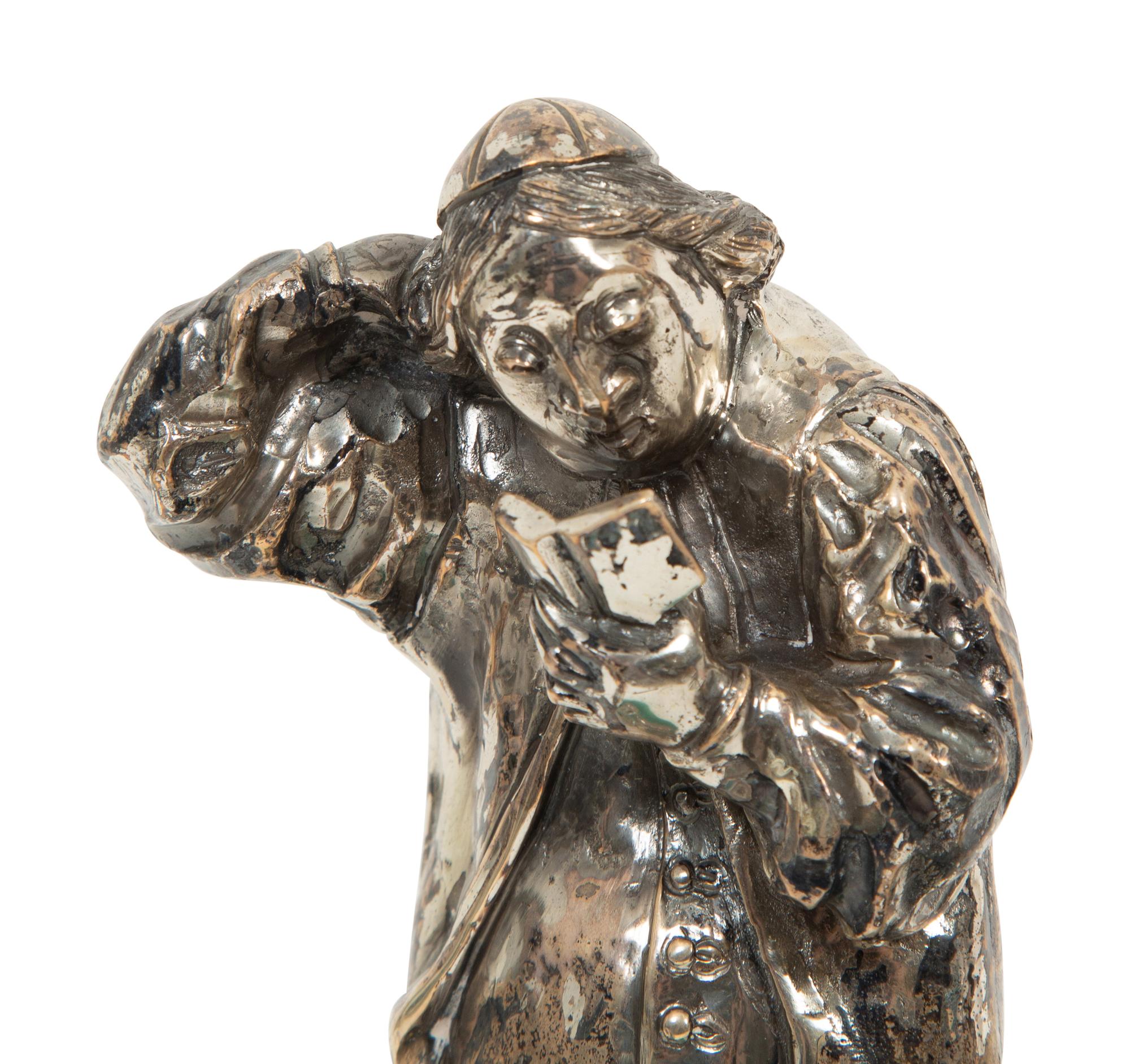 Three Italian Silver Figures on Malachite Bases