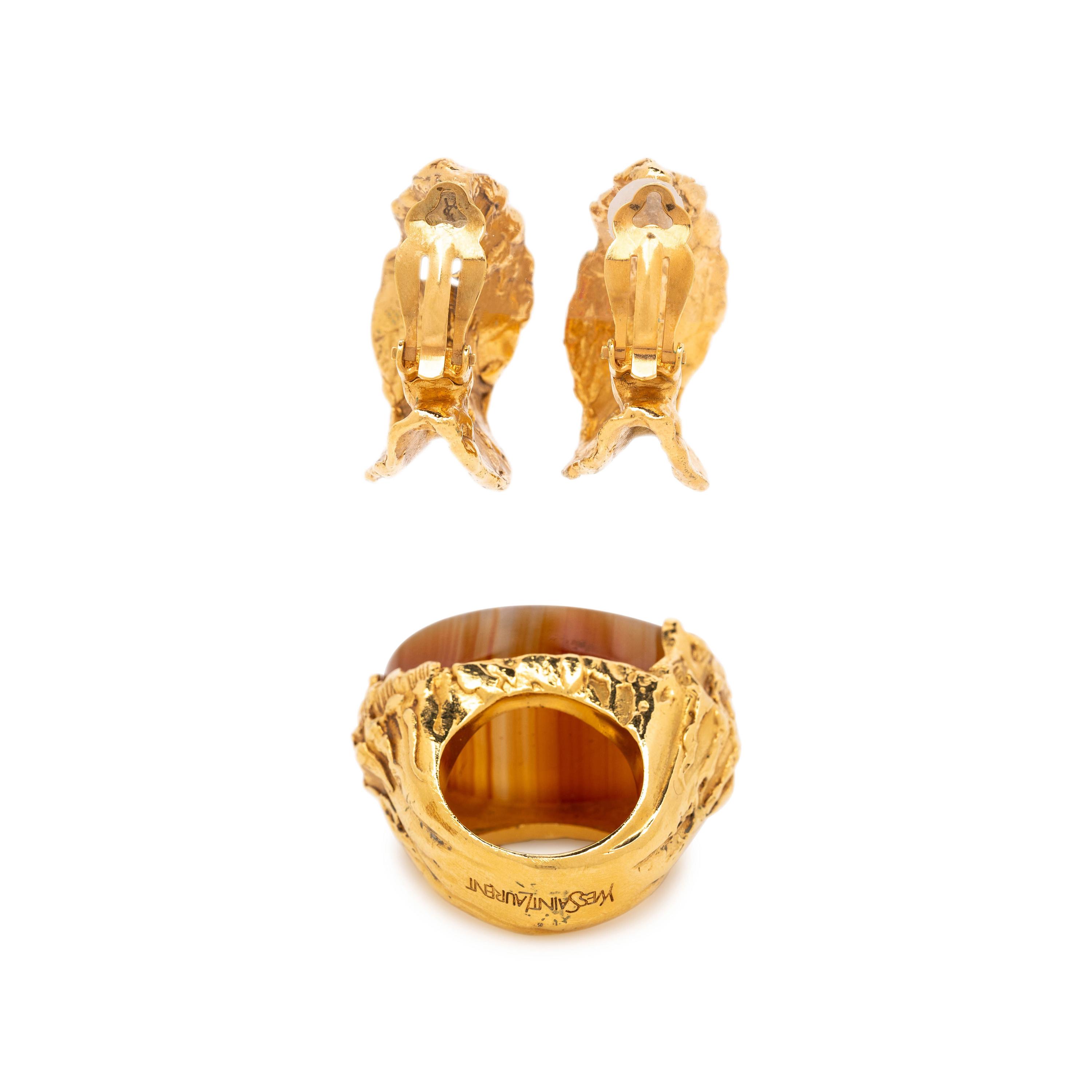Yves Saint Laurent, Cocktail Ring & Pair of Ear Clips