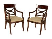 A Pair of Regency Style Mahogany Open Armchairs — 20th Century