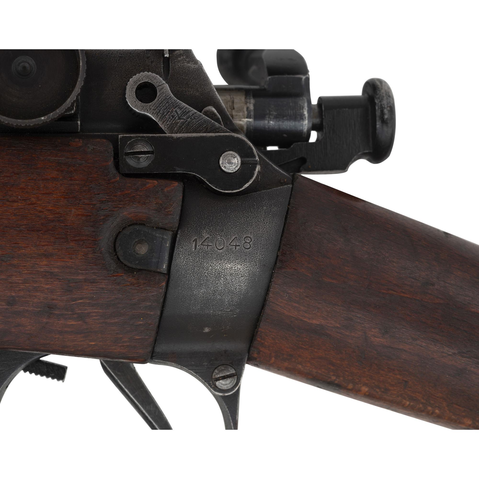 ** WWII-era Enfield R.O.F.M. No.4 Mk.1 Rifle in Sniper Configuration with Accessories and Scope