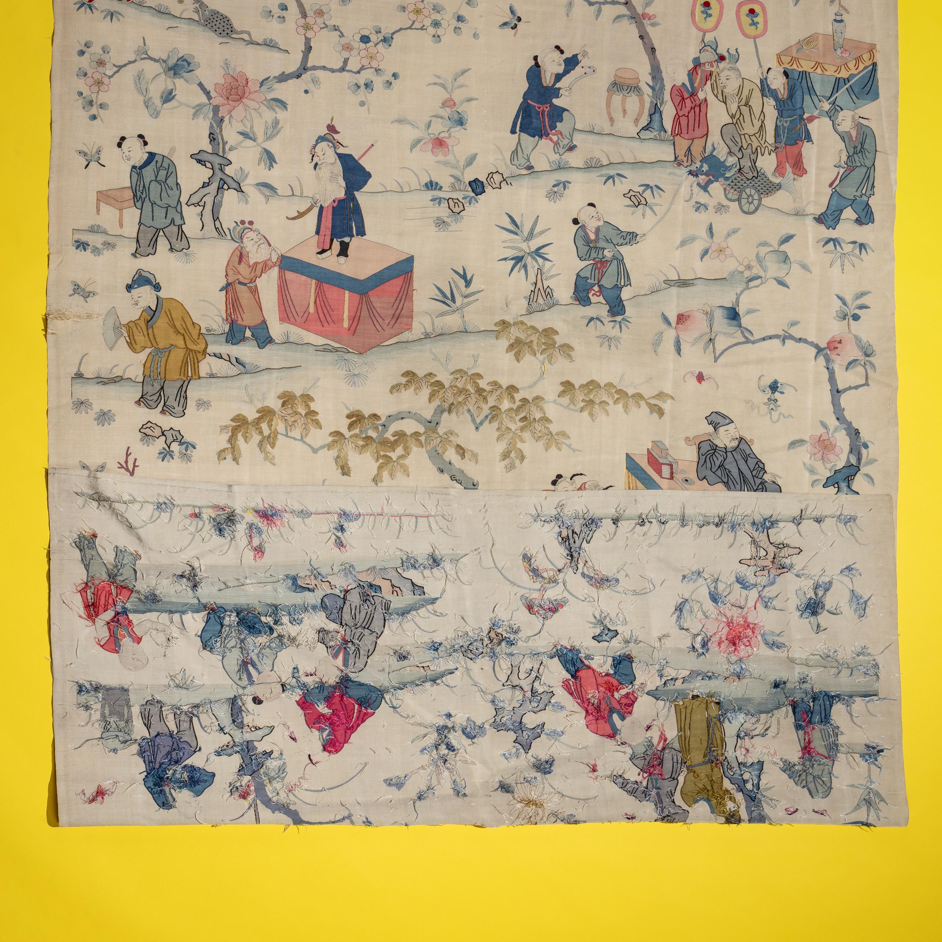 A Large Chinese Kesi Silk 'Hundred Boys' Panel, Circa 1880 — 清晚期 緙絲百子圖大挂賬