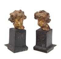 A Pair of Continental Carved Giltwood Busts Height overall 7 1/2 inches. — 18th/19th CENTURY