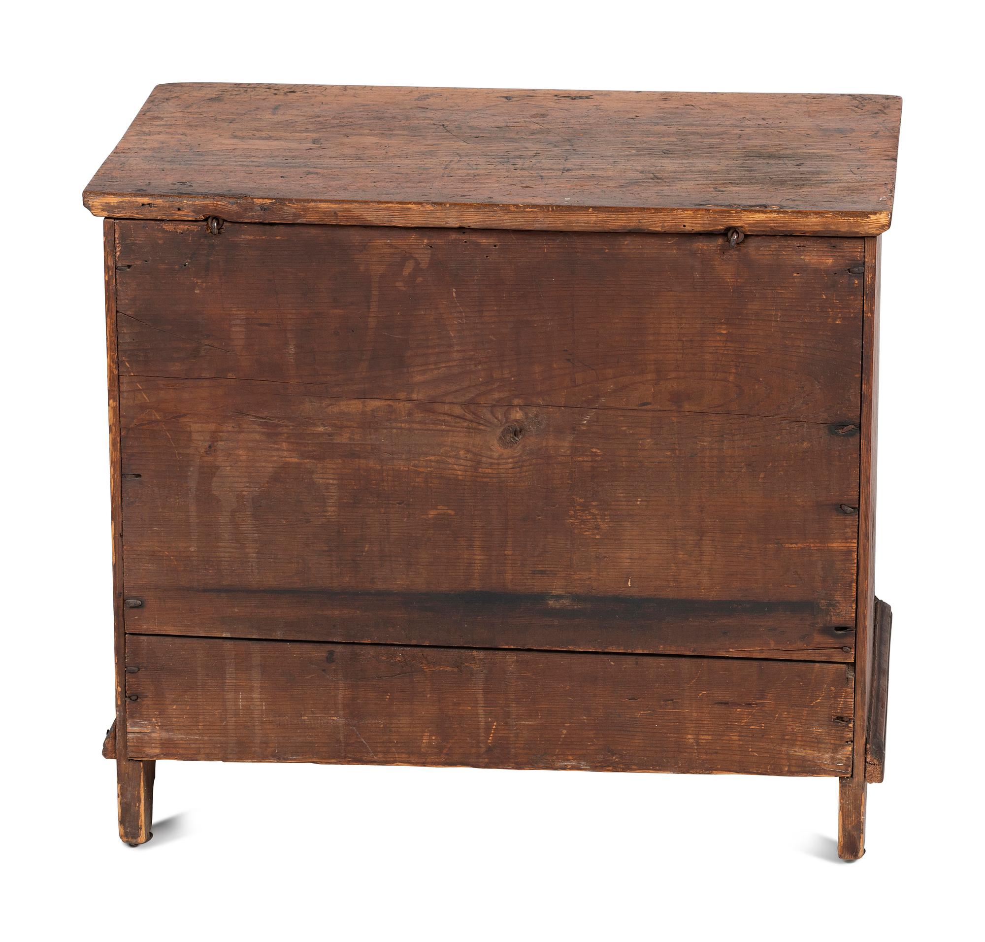 A Diminutive William and Mary Yellow Pine One-Drawer Blanket Chest