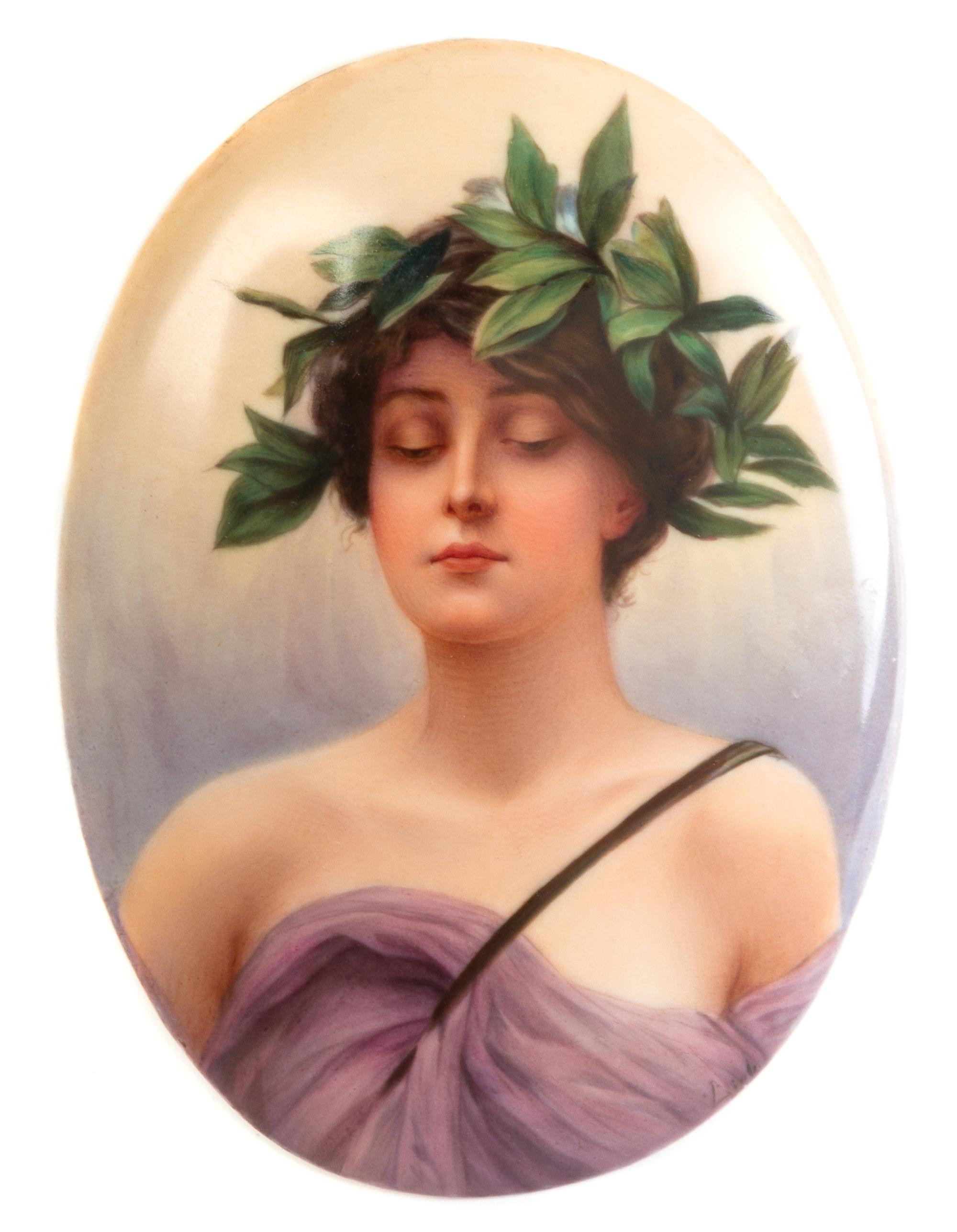 A German Porcelain Plaque Height 5 7/8 x width 4 3/8 inches. — AFTER HUBERT VON HERKOMER