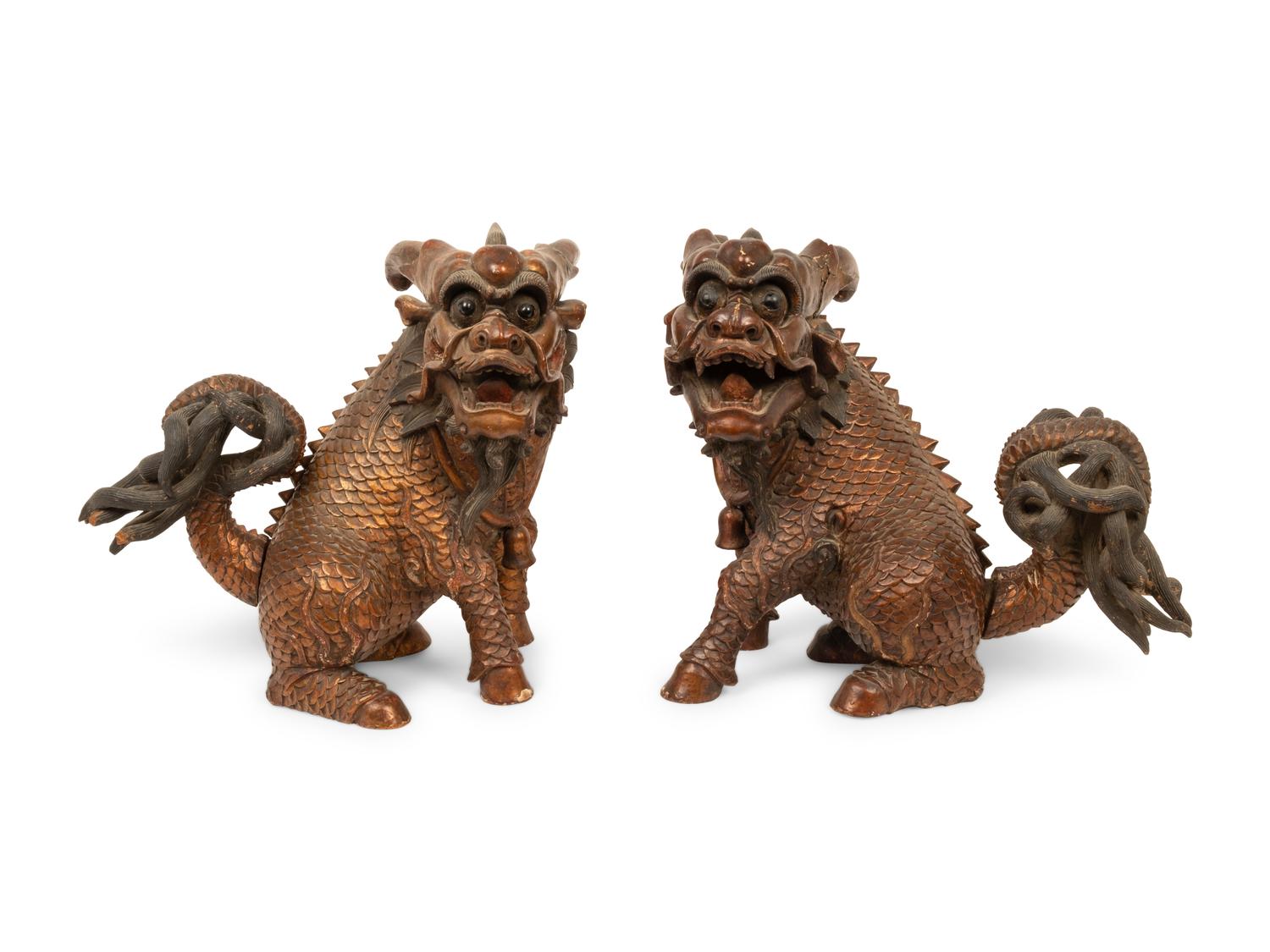 A Pair of Chinese Figures of Mythical Beasts